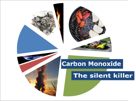 pie chart image with different images of carbon monoxide sources